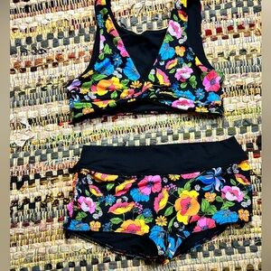 PINK shortie swimsuit with reversible top